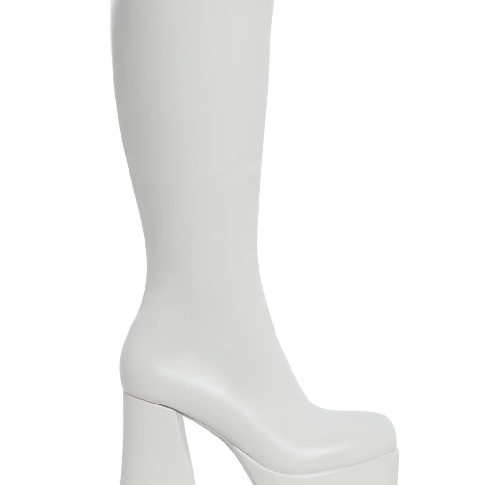 White Platform Knee-High Go-Go Boots